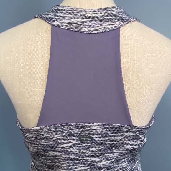 MPG Dress Athletic Sport Travel Shelf Bra Purple Gray Stripe A-Line Pockets M - Picture 5 of 15
